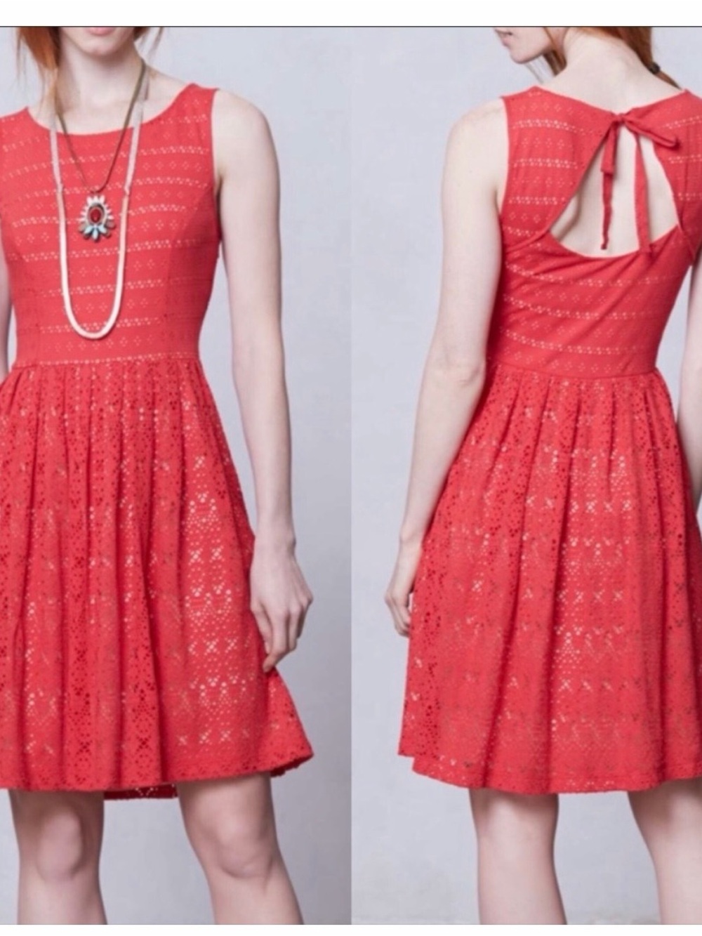 Anthropologie Sunstream red lace dress - Picture 2 of 8